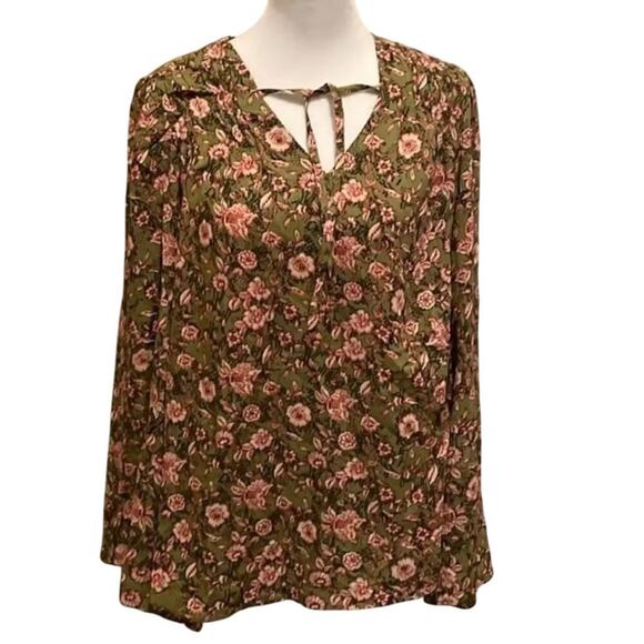 JESSICA SIMPSON Green Leslie Boho Long Flare Sleeve, Size XL, New with Tag - Picture 2 of 5